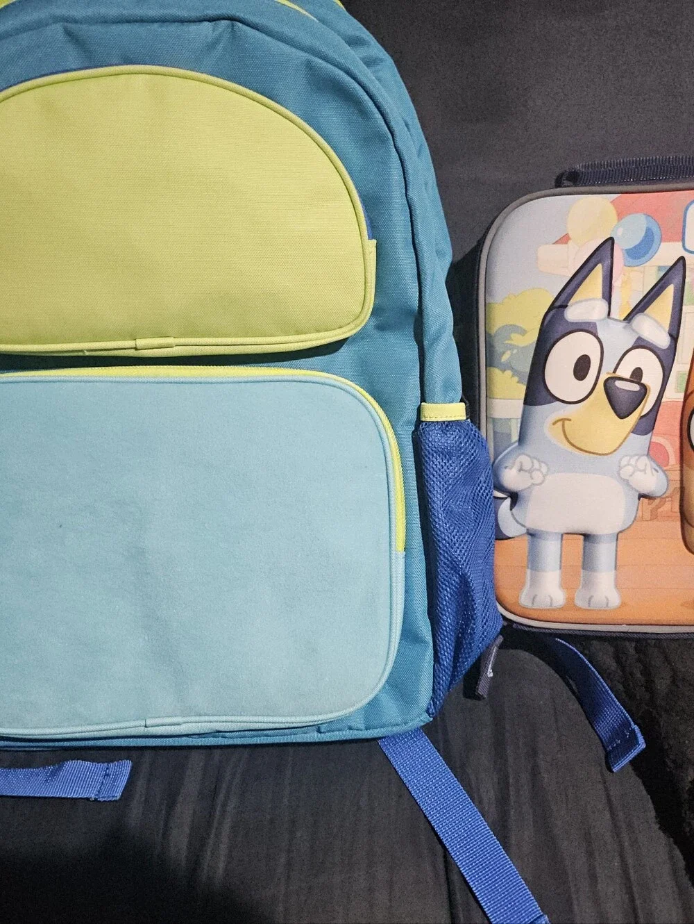 Cat & Jack Teal and Light Blue Kids Backpack with Lime Accents